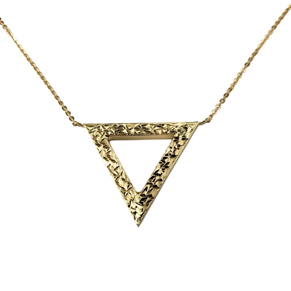14 Karat Yellow Gold Triangle Pendant Necklace #20634 - Picture 1 of 8